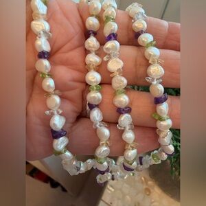 honora pearl amethyst blue topaz citrine peridot necklace 34inch
